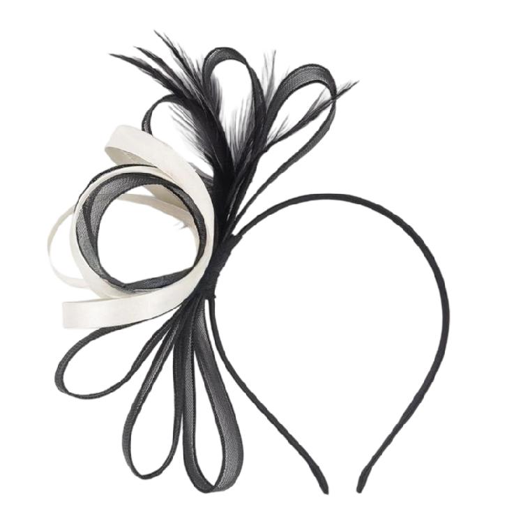 

Natural Feather And Mesh Hair Accessory For Weddings Parties Comfortable Secure Fit Elegant Dance Headpiece чёрный/белый