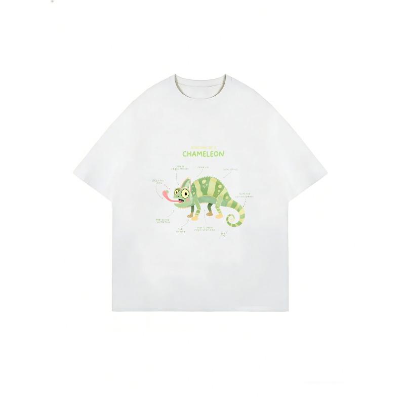 Oversized T-Shirt Black Anatomy Of A Chameleon Graphic Print For Casual Wear And Everyday Style