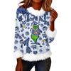 Women's Fashionable Christmas Printed Round Neck Long Sleeved Casual Pullover T-shirt Top