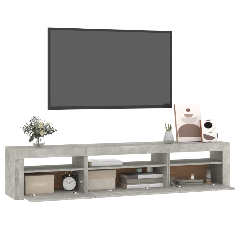 Vidaxl Szafka Pod Tv Z Oświetleniem Led, Szarość Betonu, 195X35X40 Cm