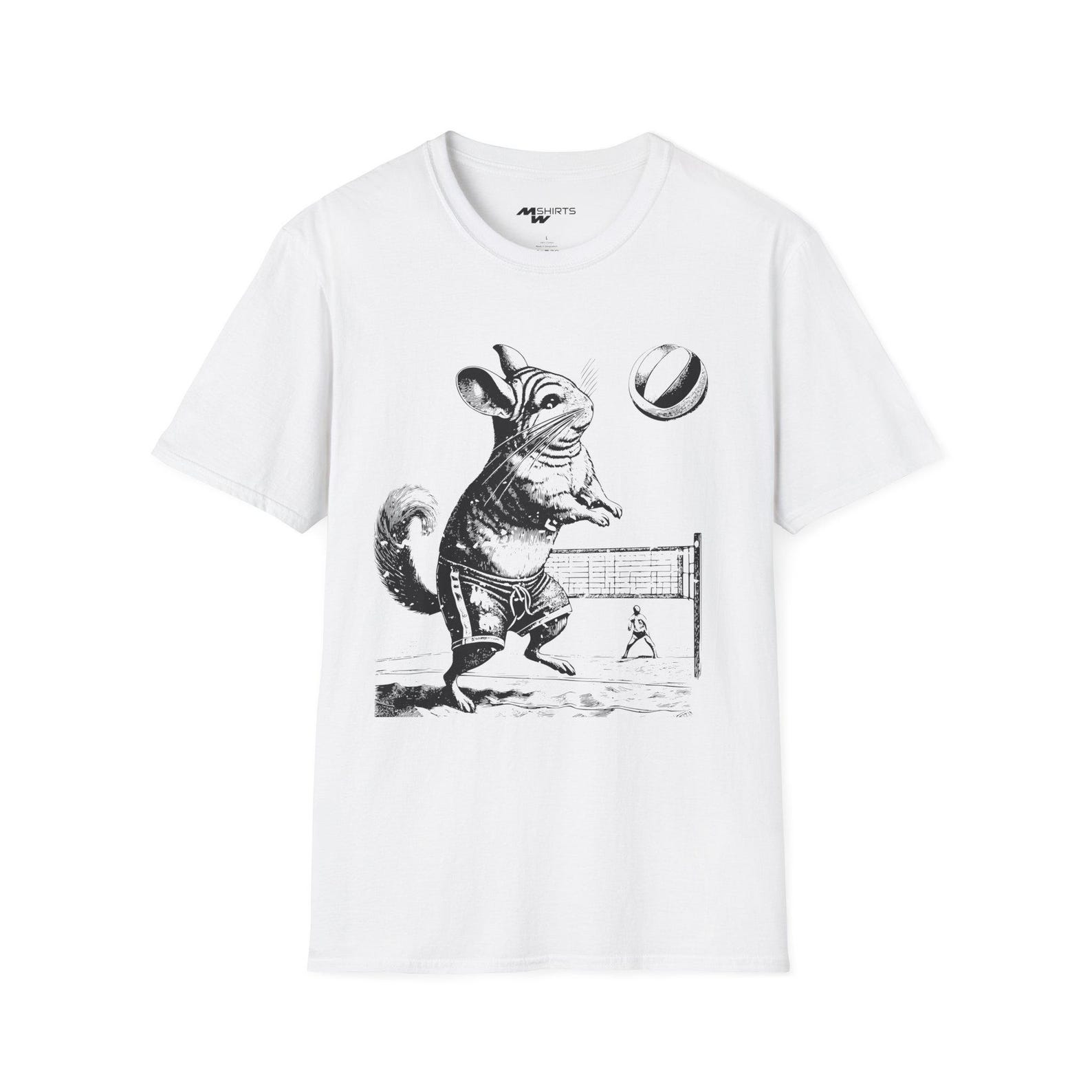 Beach Volleyball Chinchilla T-Shirt: Retro Summer Tee M