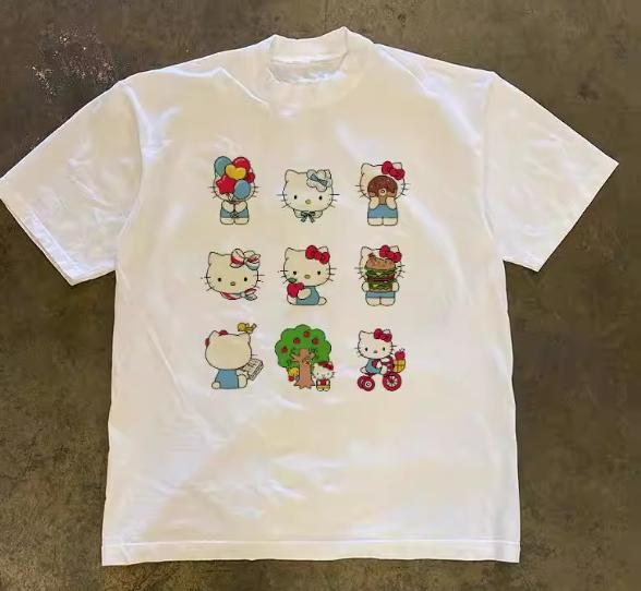 

2026 Sanrio Hello Kitty Women s T Shirt Casual Shortsleeve Roundneck Hotselling Top Versatile T Shirt Clothing S
