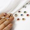 2 PCs Brass Birthstone Connectors Charms Pendants 18K Real Gold Plated Square For Bracelet Necklace DIY Jewelry Making12mm X 7mm