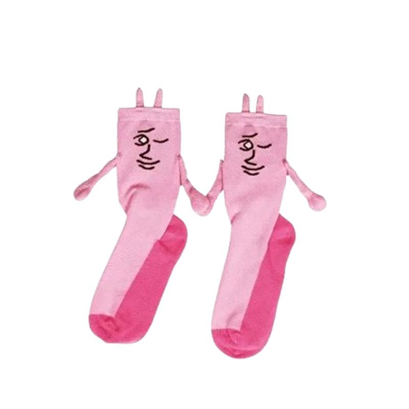1-5Pairs Pink Bunny Magnetic Couple Socks Thin Mid Calf AutumnWinter Cute Hand Holding Anime Maternity WomenWarm Cozy Socks Gift