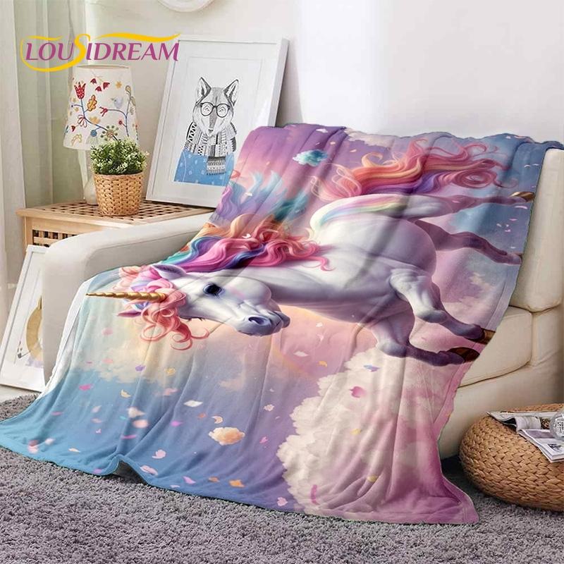 3D Cute Dream Unicorn Cartoon Girl  Soft Blankets,Keep Warm Throw Blanket Comfortable Blanket for Picnic Beds Sofa Home Bedroom