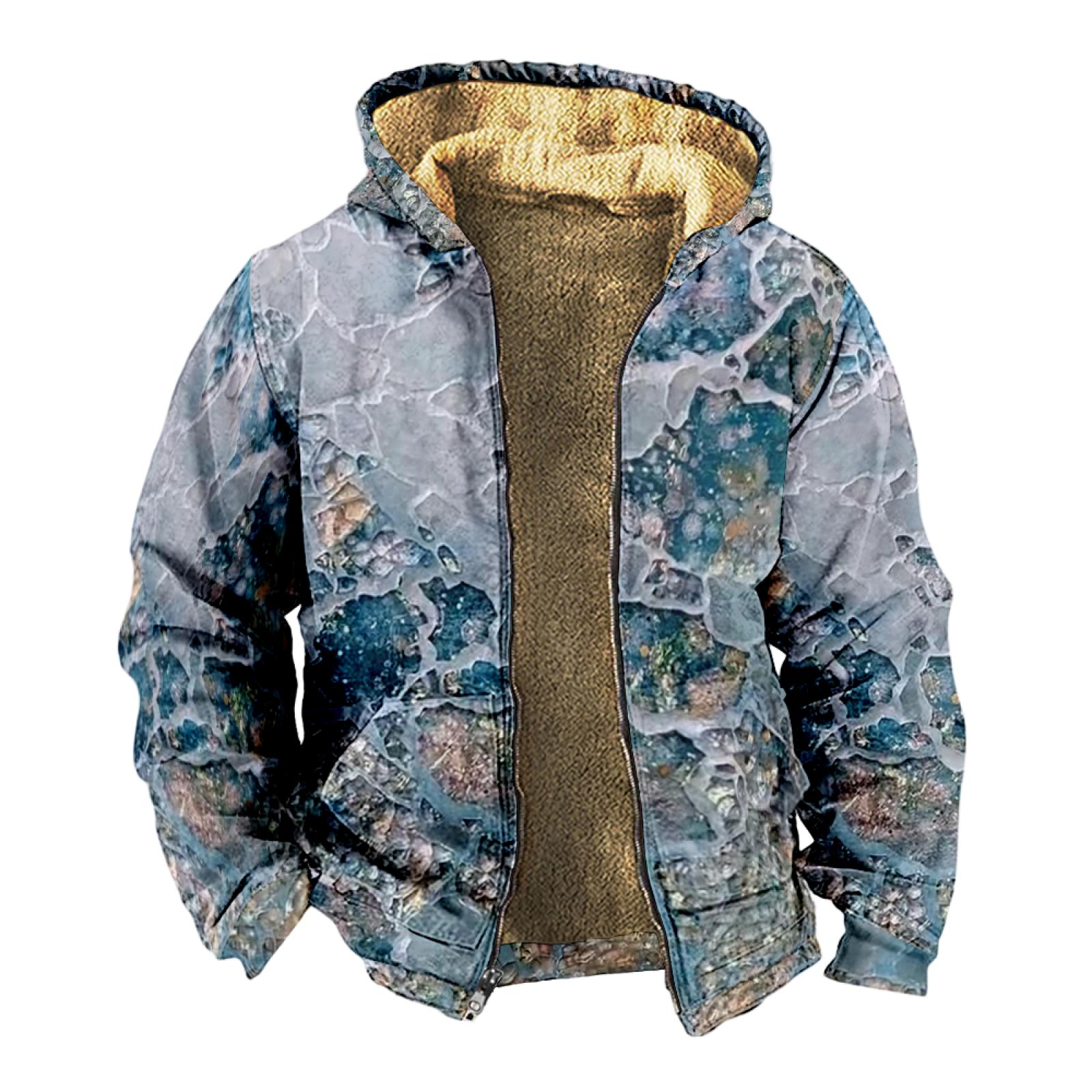 

Чоловічий товстий зимовий бавовняний костюм з довгим рукавом і блискавкою з принтом XXXL