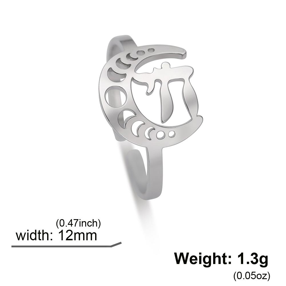

LIKGREAT Celtics Knot Moon Phase Ring Stainless Steel Crescent Trinity Women Men Open Finger Rings Amulet Jewelry Gift resizable