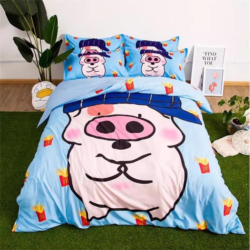 Piggy Duvet Cover Pillowcase Bedding Set BoyGirl Bedroom Decoration Children-Gift Single Double Large SizeZip Duvet Cover
