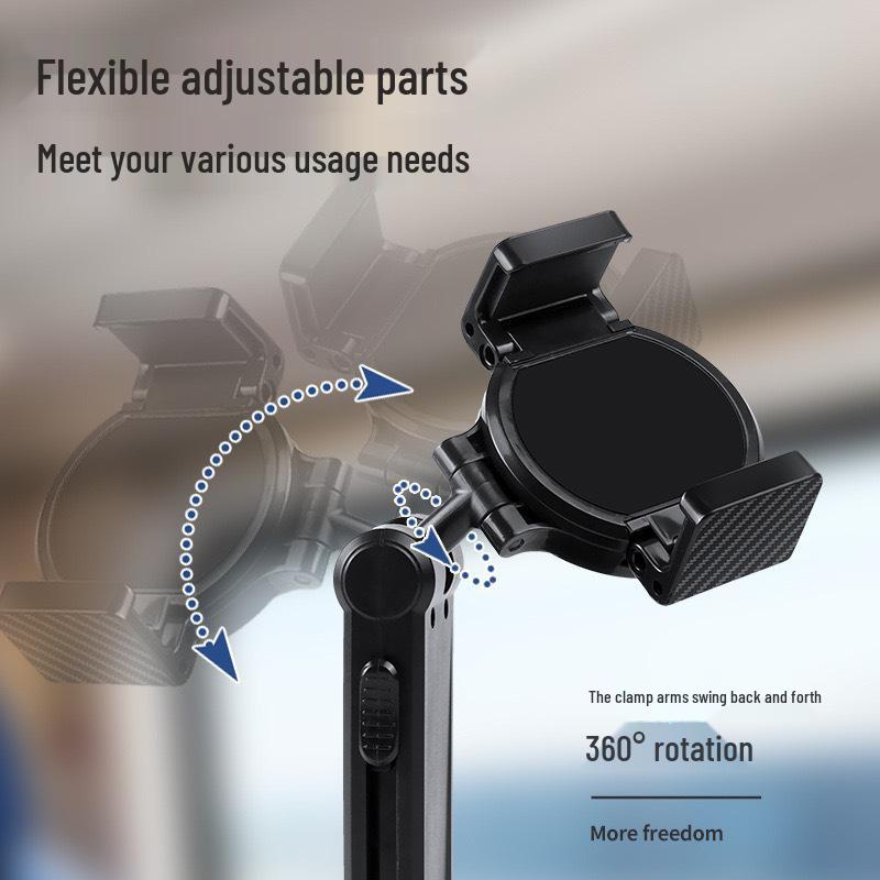 Portable Foldable Adjustable Phone Holder with Rotatable Clip and Beauty Mirror for Travel