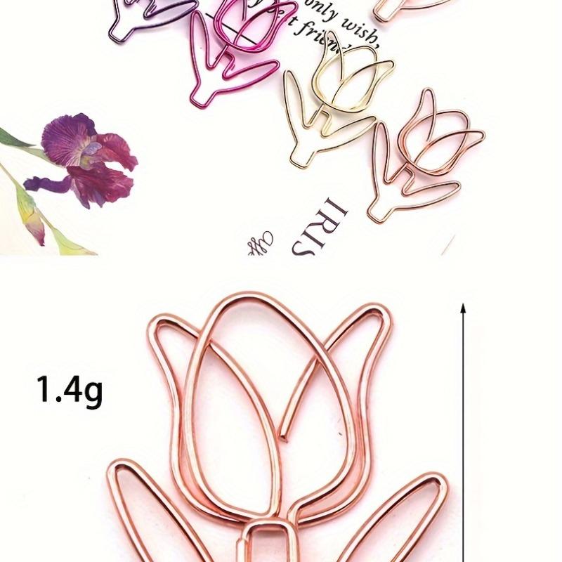 40 ks Tulipánové kancelářské sponky Květinové kreativní kreslené roztomilé kancelářské kancelářské sponky ve tvaru kovové kancelářské sponky