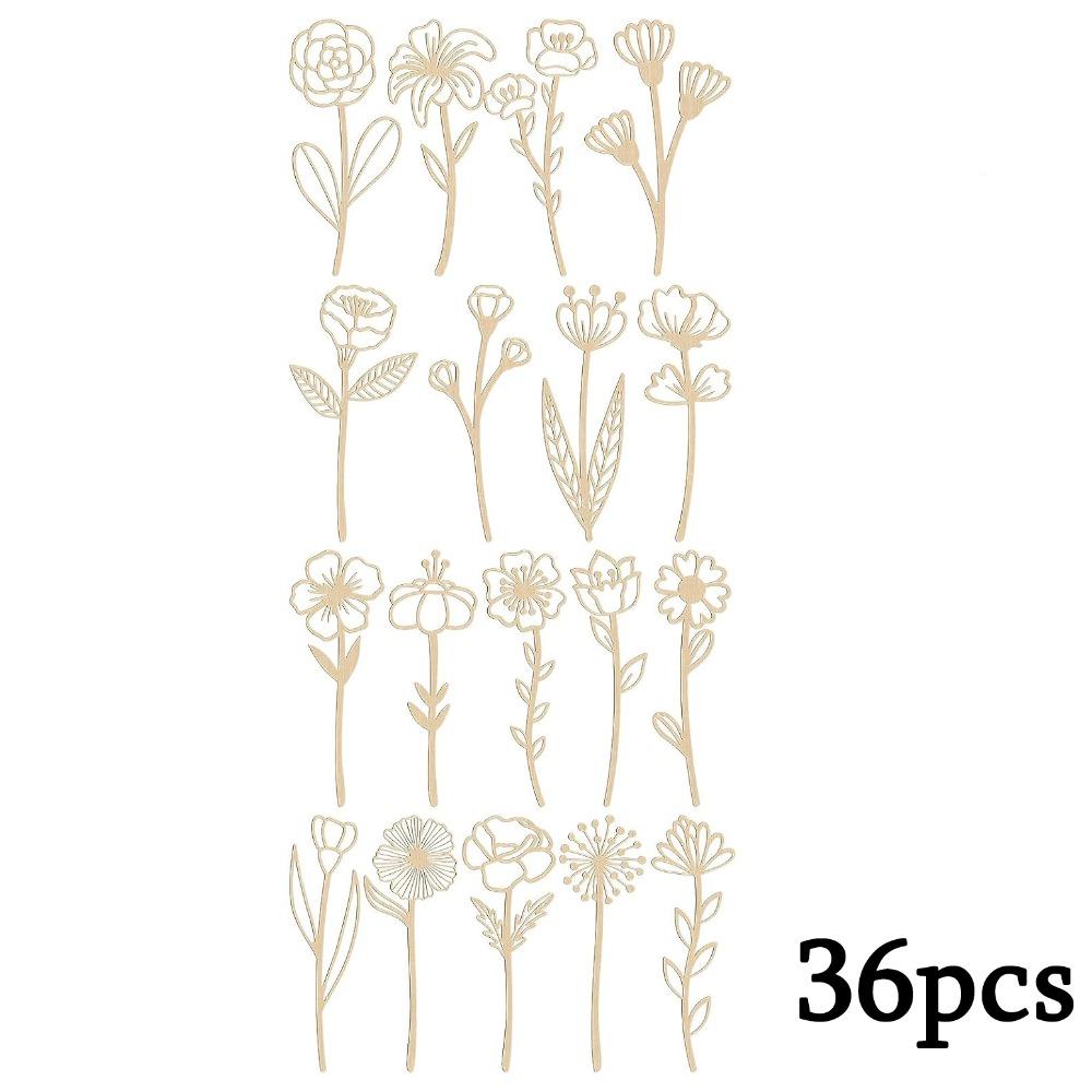 

36pcs Wooden Wildflower Decor Set Wood Flowers Cutout Signs Wildflowers Stems Laser Cut Flowers for Home Birthday Holiday Art DIY Decoration 36pcs