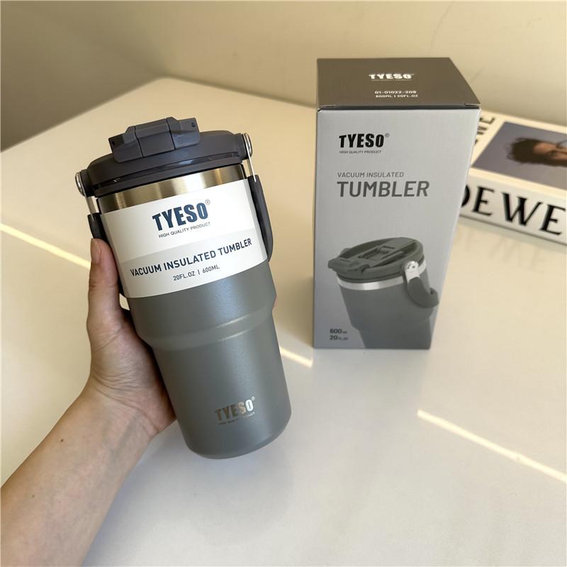 Tyeso Edelstahl Kaffeebecher Kalt und Heiß Doppelwandig Isoliert Becher Tumbler Thermo Wasserflasche Auto Reisebecher Vakuumbecher