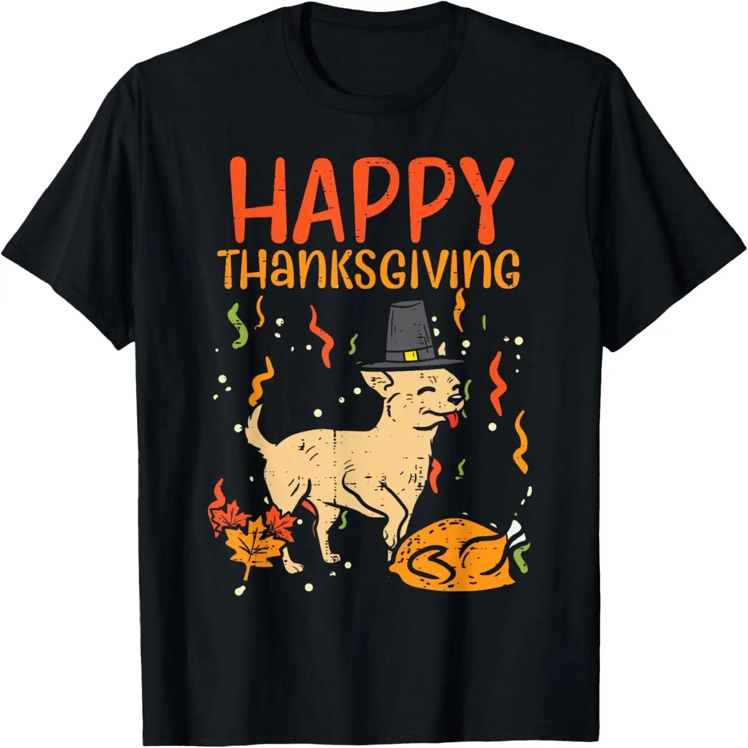 Happy Thanksgiving Chihuahua Turkey Chiwawa Dog Fall Autumn T-Shirt XXXXXL чёрный
