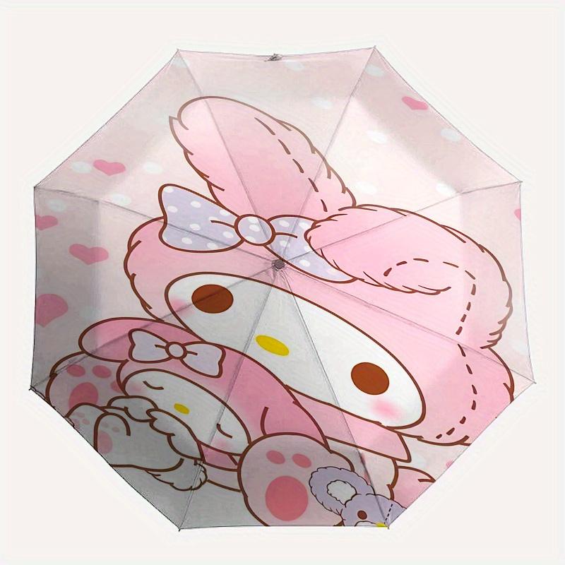 My Melody Automatic Opening and Closing Parasol Compact Travel Umbrella with 8 Ribs for Women and Men Ideal Birthday/Christmas Gift, Outdoor