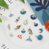 2 Piece Brass Ocean Jewelry Blue Charms 18K Real Gold Plated Enamel Fish Seahorse Dolphin Whale Conch Shell Pendant Necklace DIY