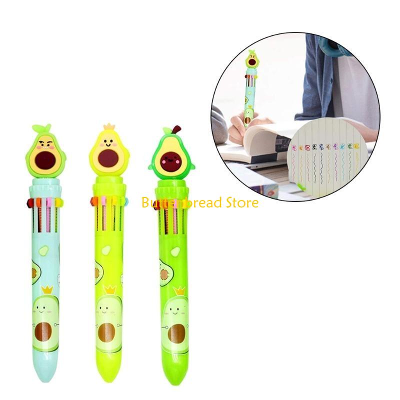 W89C 9Pcs/Pack Colored Ballpoint Pen 8 Different Colors for Student Writing Drawing