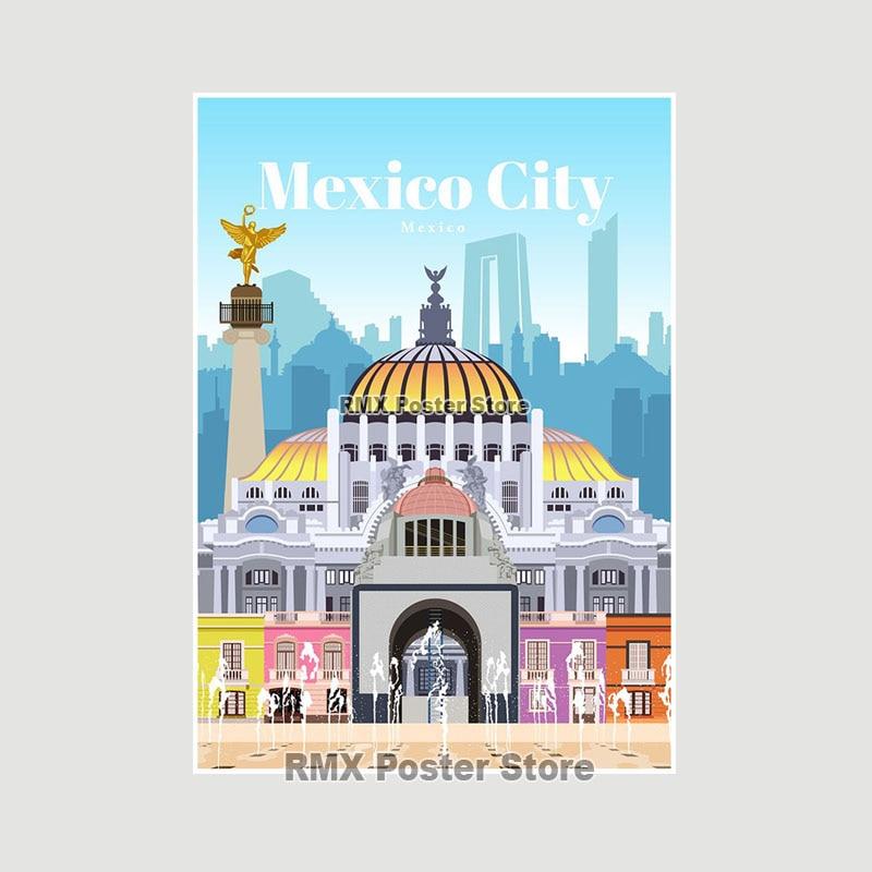 World Travel Minimalist  Posters New York London Paris City Poster White Paper Print Wall Art Decoration Picture Home Cafe Decor