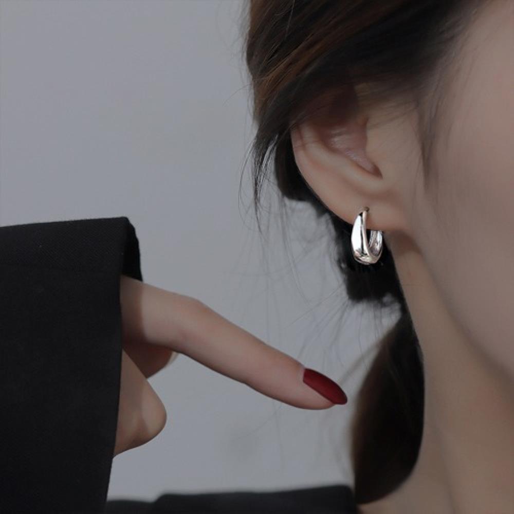 Women's Daily Chic Big Bold Simple Silver Mini Hoop Earrings