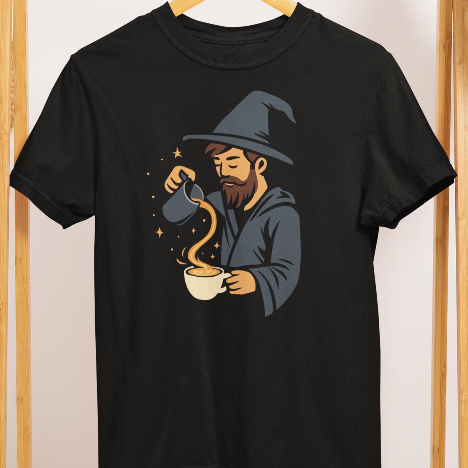 Barista Wizard T-Shirt: Latte Art Coffee Mage - Comfort Colors M