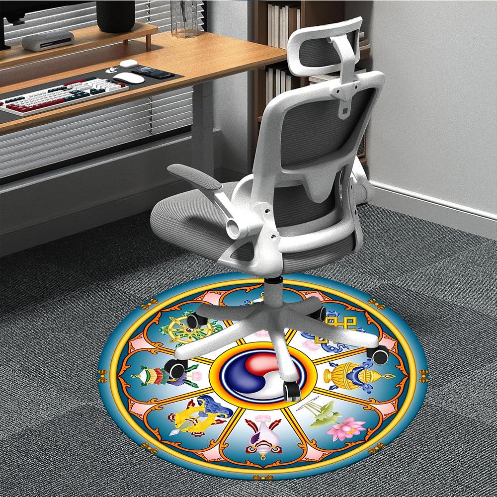 

1pc Buddhist Mandala Chair Carpet for Office Non-Slip, Machine Washable Rug for Office, Room - Polyester, Machine Made yy251029198 80cm by 80cm