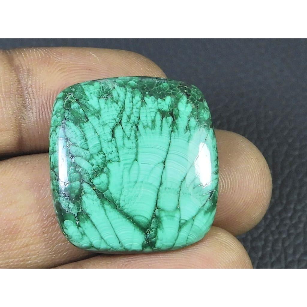 25X26X5MM Natural Malachite Flower Design Octagon Cabochon Loose Gemstone D-465