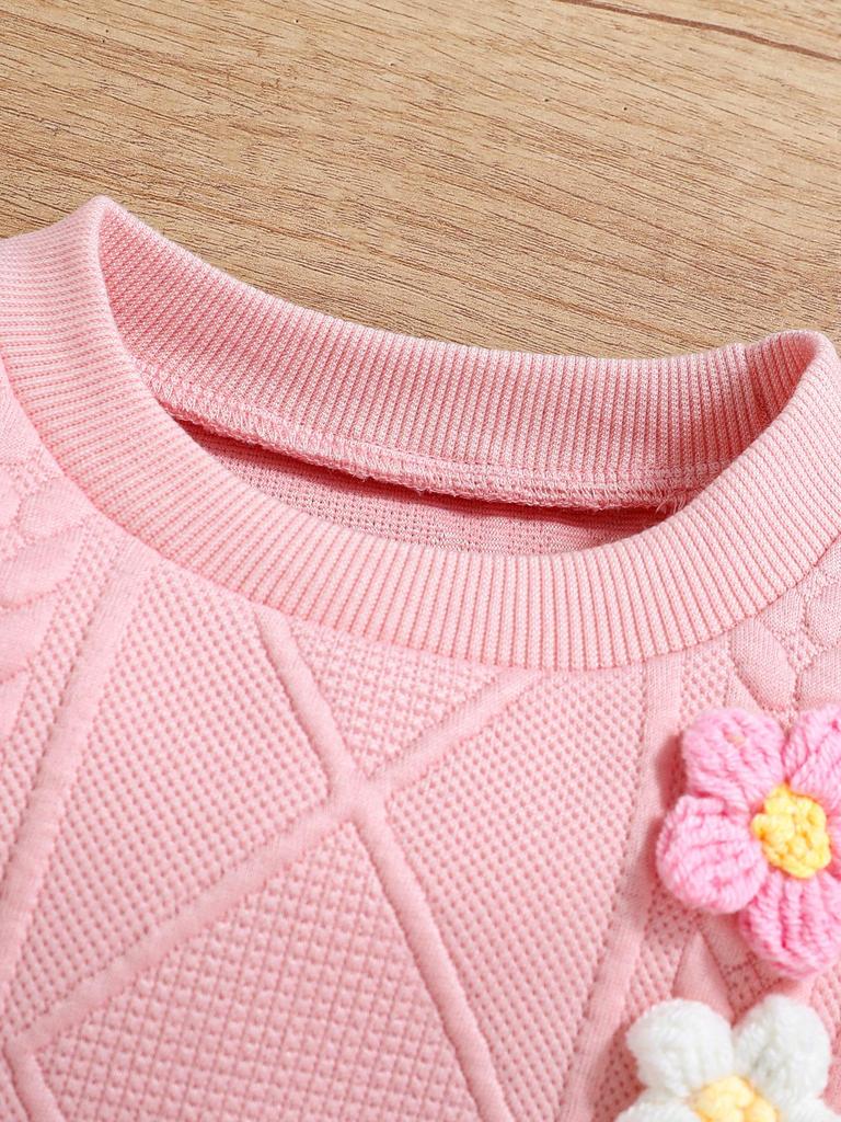 2025 Stylish Girls' Floral Autumn/Winter Sporty Sweatshirt Two-Piece Set