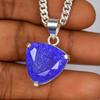 925 Sterling Silver CERTIFIED 42 Ct Natural Purple Trillion Sapphire Pendant AI-116-NS