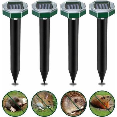 Solar Ultrasonic Mole Repellent, Set of 4 Mole Repellents, Solar Vibration and Ultrasonic Mole Repellents, IP65 Waterproof, Solar Repellents