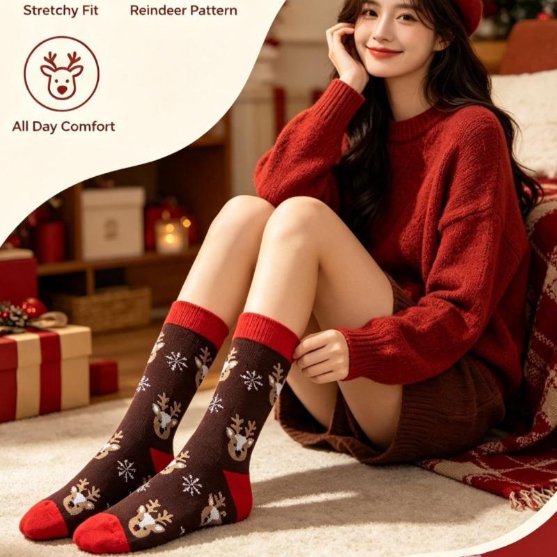 New Christmas Socks with Middle Tube Printing for Holiday Gifts