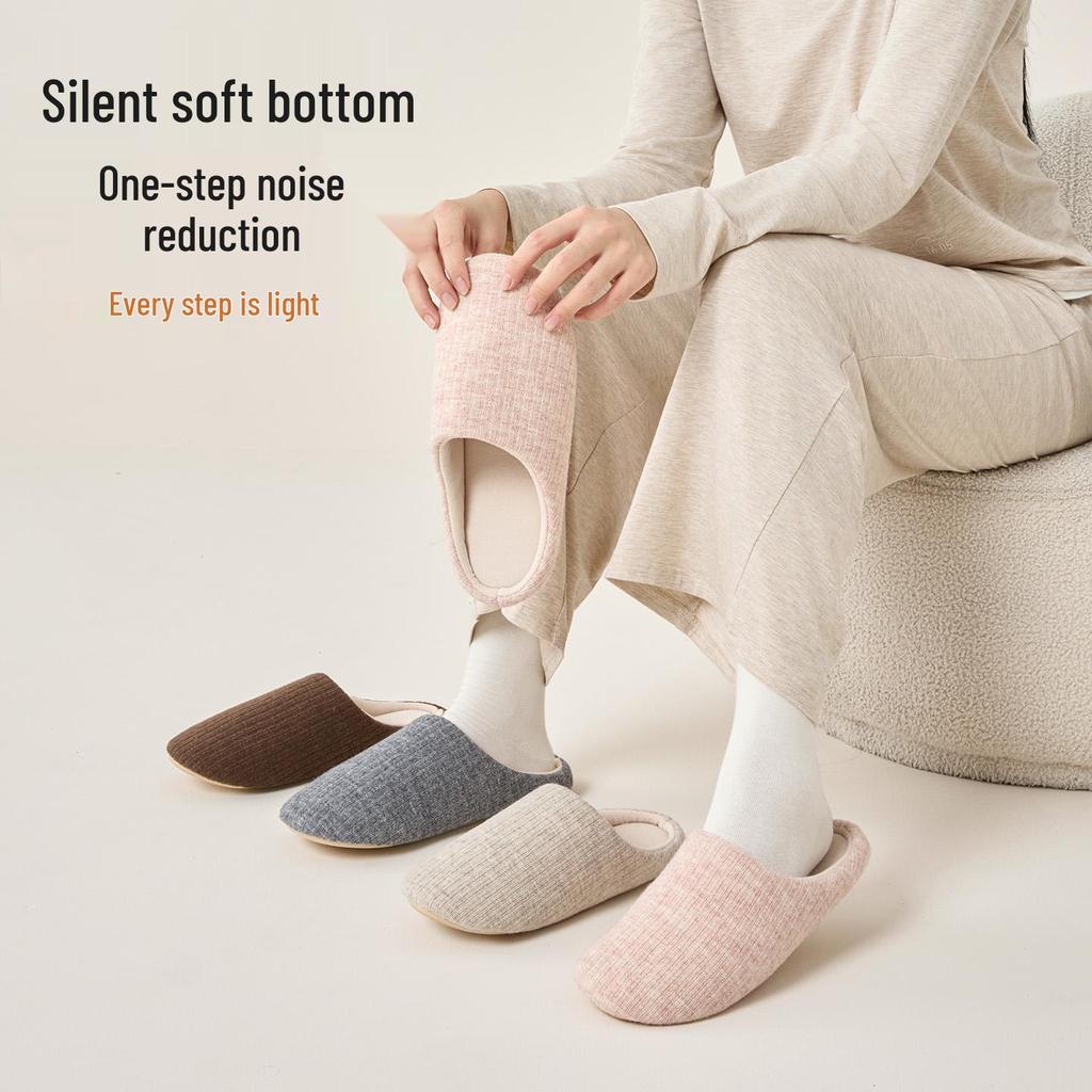 Lida Ni Women's Japanese Silent Non-slip Indoor Slippers for Postpartum, Wooden Floors, Soft Cotton Sole, Autumn/Winter.