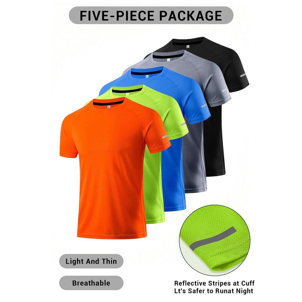 5 Teile/satz Herren Kurzarm Quick Dry Sport Fitness Basketball-Training Kurzarm Angeln Laufen Lose T-Shirt