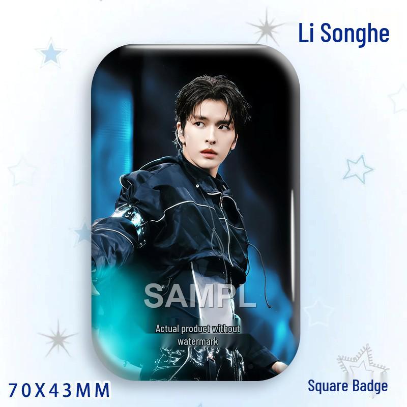Li Songhe Concert Star Badge: Laser Square Grain Bag Brooch Ornament