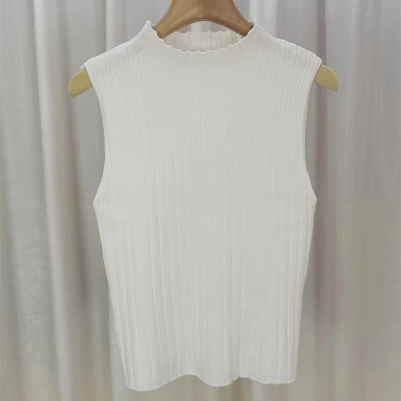 Spring and Summer Half Turtleneck Small Halter Vest Women All Matching Bottom Sweater Knit Sweater Vest Sleeveless Short Top To Wear
