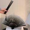 Chinese Style Black Folding Hand Fan Retro Japanese Bamboo Fans Art Craft Gifts Traditional Dancing Performance Props Home Decor