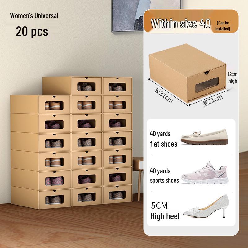 Schuhregal: Platzsparende transparente Kraftpapier-Aufbewahrungsboxen