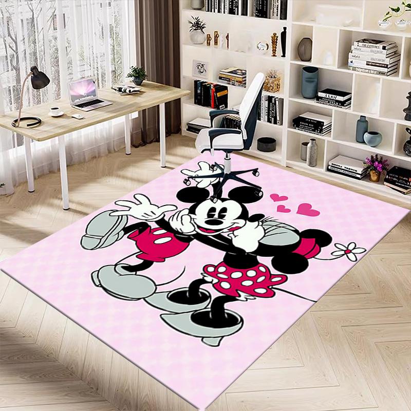 Mickey Minnie Love Carpet For Playroom Bedroom Living Room Sofa Home Decorkids Game Area Rug Nonslip Floor Mat