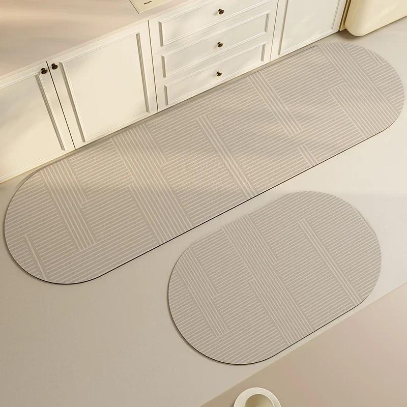 Kitchen Carpet PVC Waterproof Oil-proof Wash-free Wipeable Easy-to-care Floor Mat Oval Long Strip Soft Leather Non-slip Area Rug