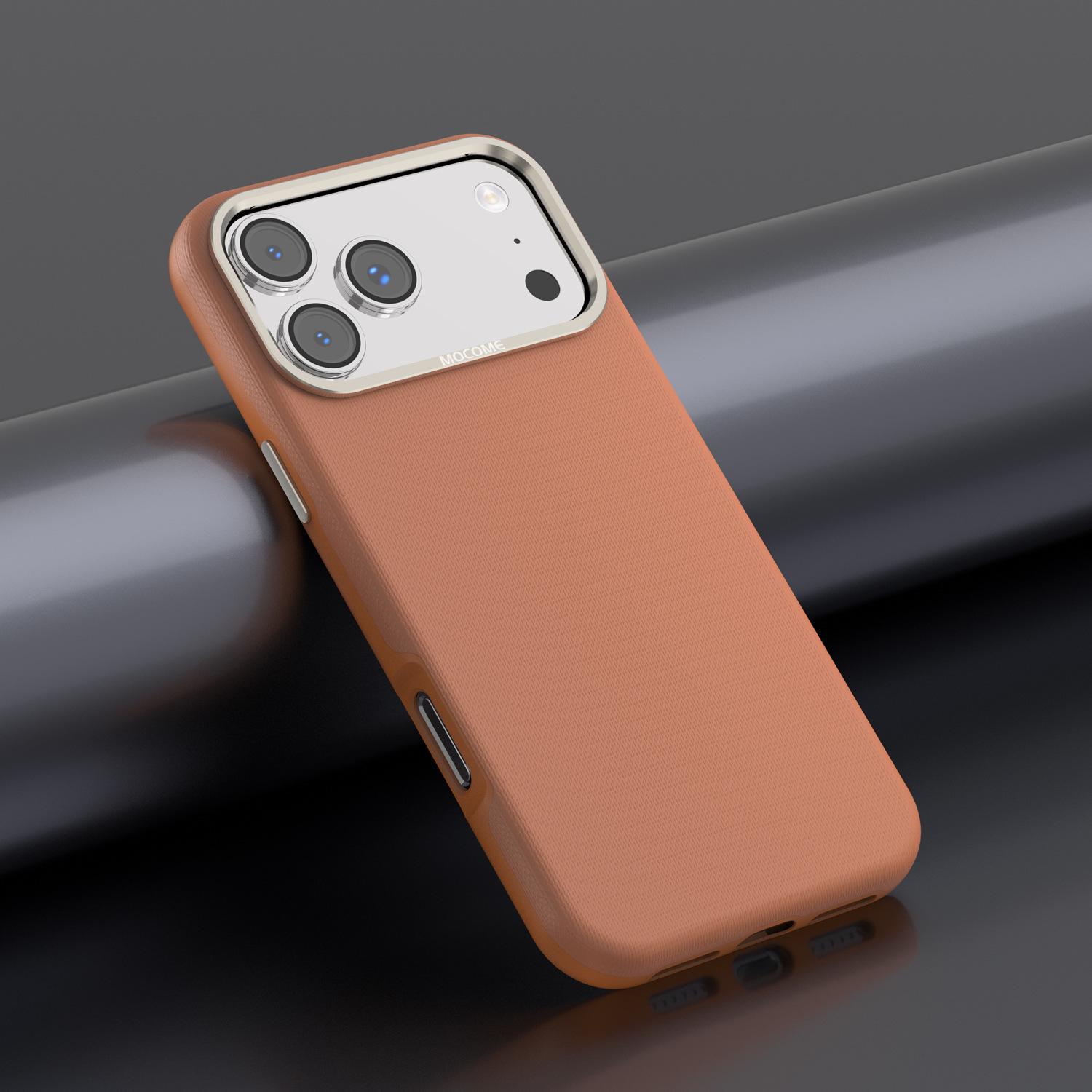 

Plaid Magnetic Leather Case for iPhone 17 Pro Max with Metal Lens & Drop Protection 16 Plus коричневый