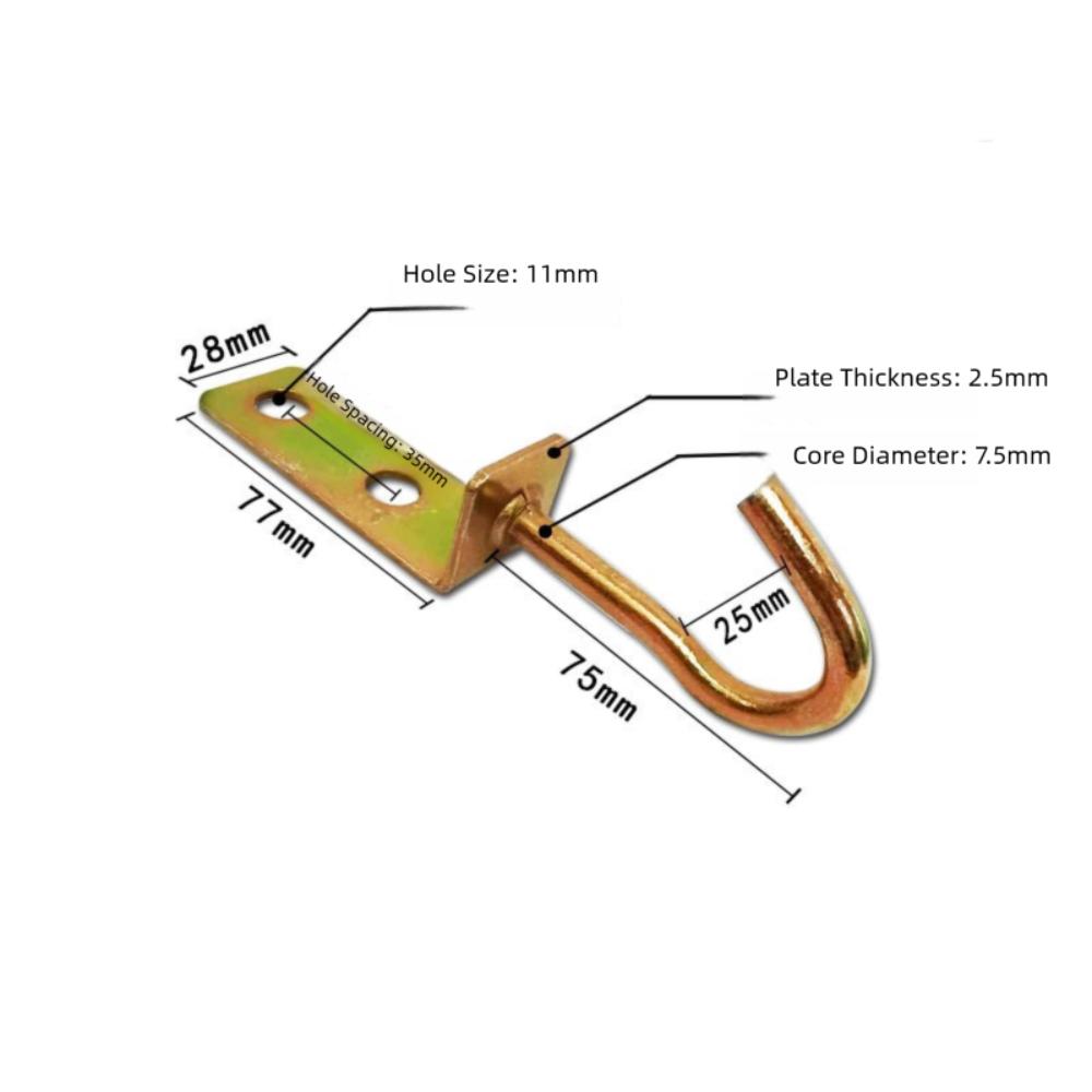 Durable Pad Eye Wall Hook Iron U/J-Shaped Ceiling Mount Hanger Fixed Plate Deck Door Buckle for Fan Lamp