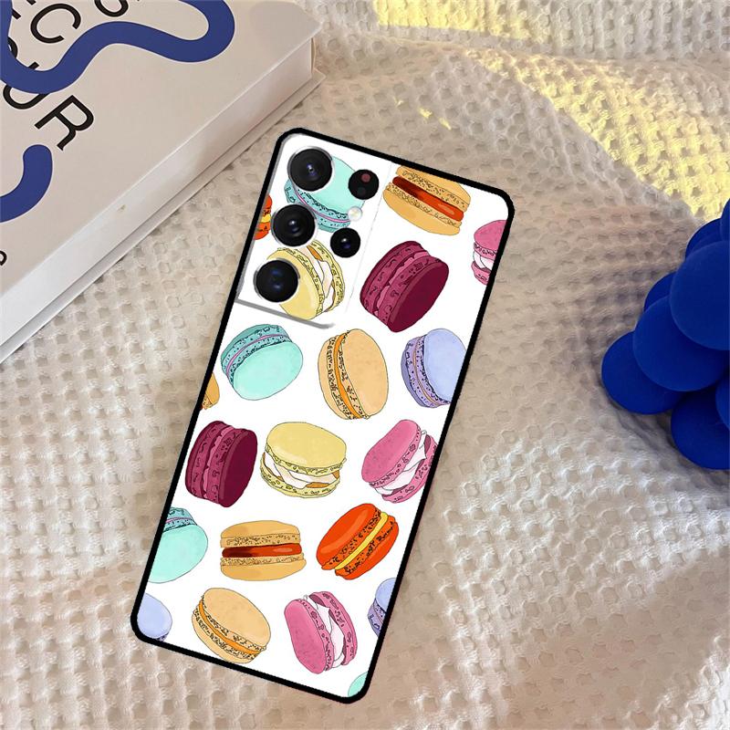 Macarons Cake Dessert Cute Phone Case For Samsung Galaxy S25 Ultra S9 S10 S20 S22 S21 S23 FE S24 Plus Portector Cover