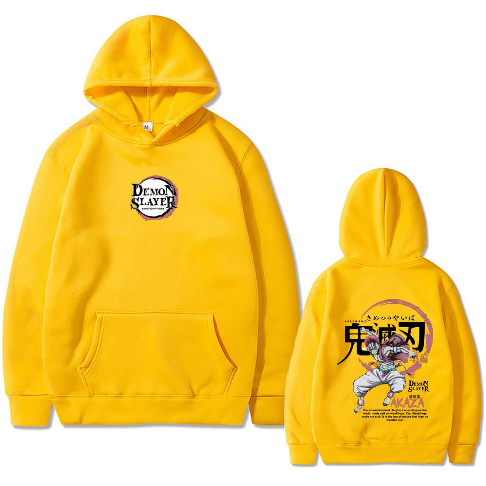 Anime Demon Slayer Akaza Hoodie Men Women Casual Fleece Oversized Pullover Hoodies Men's Fashion Long Sleeve Sweatshirt