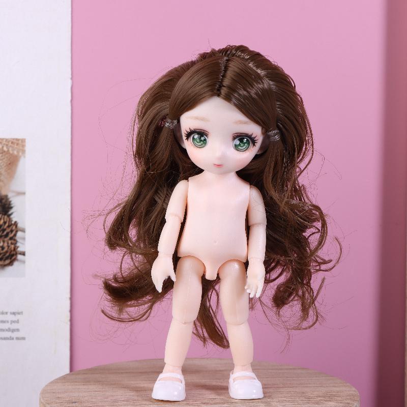 1 Sada Krásná Manga Obličej 16Cm 1/8 Panenky Holé Tělo 3D Skutečné Oči Oblékací Panenka Mini Panenka na Hraní Hračka Děti Dívky Dárek
