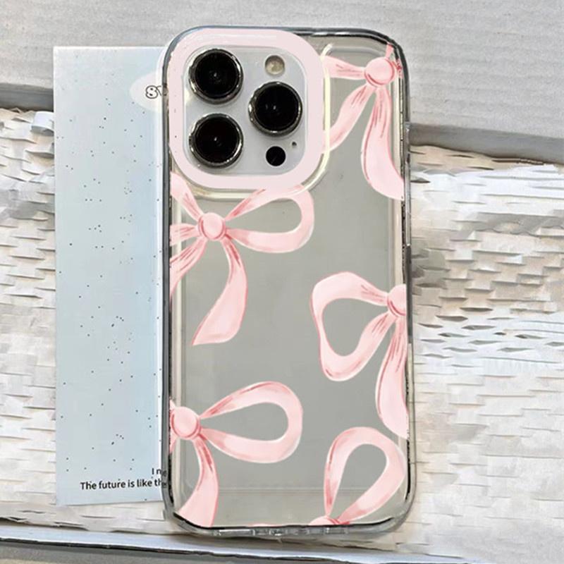Pink Bow Knot Transparent Phone Case for Samsung A55 A35 A54 A56 A52 A15 Cases S25 Ultra S24 S23 S22 FE A53 A34 A16 A36 Cover