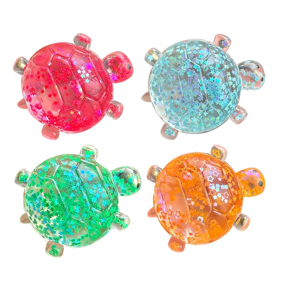 Stress Relief Turtle Toy Turtle Toy 4 Pcs Turtle Squeeze Toys With Star Sequins Glitter Stress Relief Balls Sea Tortoise Fidget