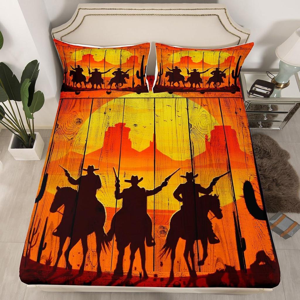 Horse Fitted Sheet, Animal Horse Bed Sheets Deep Pocket 30cm,Soft Microfibre 3D Bed Sheet with Pillowcases for Kids and Aldults