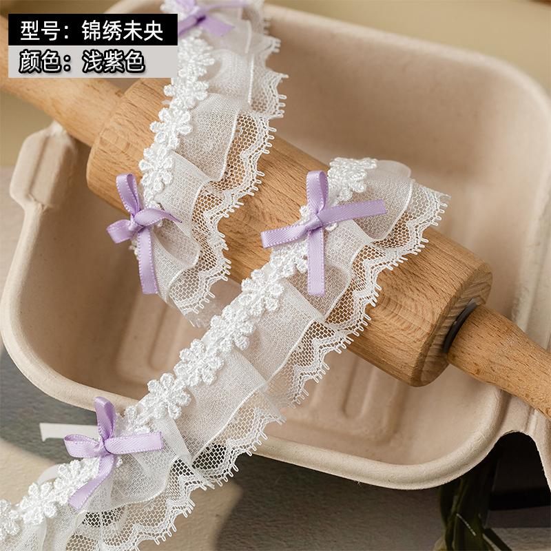 2Meters Doll Clothes Pet DIY Lace Trim Ribbon For Decorative Clothing Sewing Accessories Needlework Bow Fabric DIY Crafts Supply