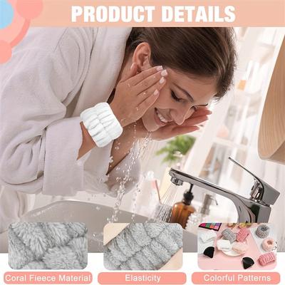 8Pcs New Microfiber SPA Wristband, for Face Washing, Women's Face Washing Wristband, Water Absorbing Face Washing Wristband