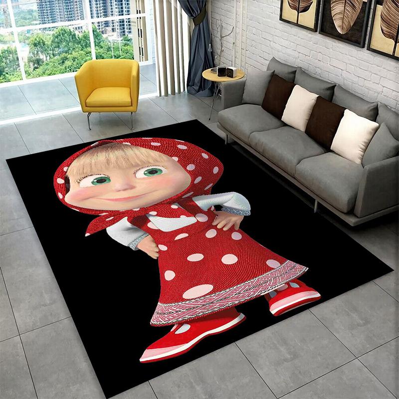 Cartoon Cute M-Masha Bear Non-Slip Area Rug for Living Room,Bedroom,Playroom,Soft Carpet Floor Mat Home Decor Rug Kids Room