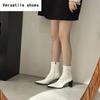 Designer Pointed Toe Women Modern Ankle Boots Fashion Square Heels Short Booties Ladies Dancing Party Prom Shoes