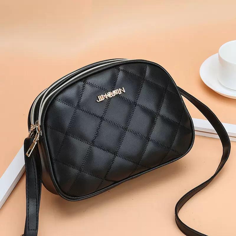 Fashion PU Leather Plaid Flap Bag CasualMessenger Crossbody Bag Solid Shoulder Bag